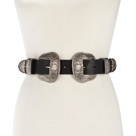 Steve Madden | Double Buckle Western Belt | Black | Size 33 | Walmart (US)