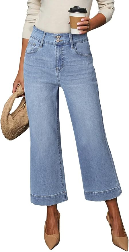 Dokotoo Womens Summer Jeans High Waisted Wide Leg Baggy Jeans for Women Stretch Denim Pants | Amazon (US)