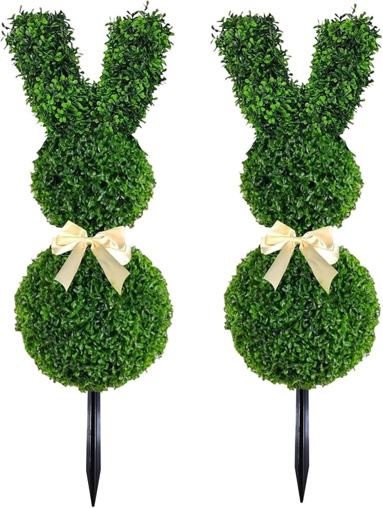 Easter Bunny Topiary Outdoor Large Rabbit Shaped Topiary Trees with Ground Spike,Artificial Bunny... | Amazon (US)