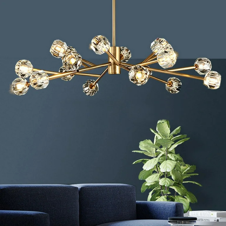 YIYIBYUS LED Ceiling Light Modern Crystal Pendant Lamp 18-Light Metal Chandelier for Living Room ... | Walmart (US)