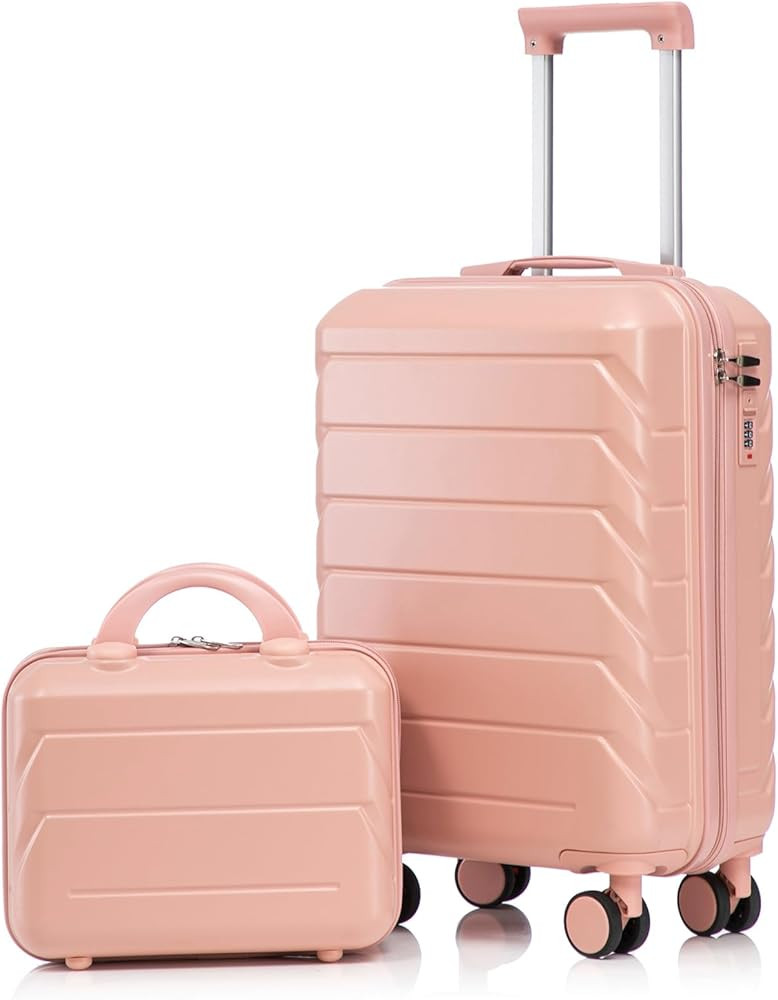 2 Piece Luggage Sets, 20 Inch Carry On Luggage & 14” Mini Cosmetic Case, Suitcase with Wheels, ... | Amazon (US)