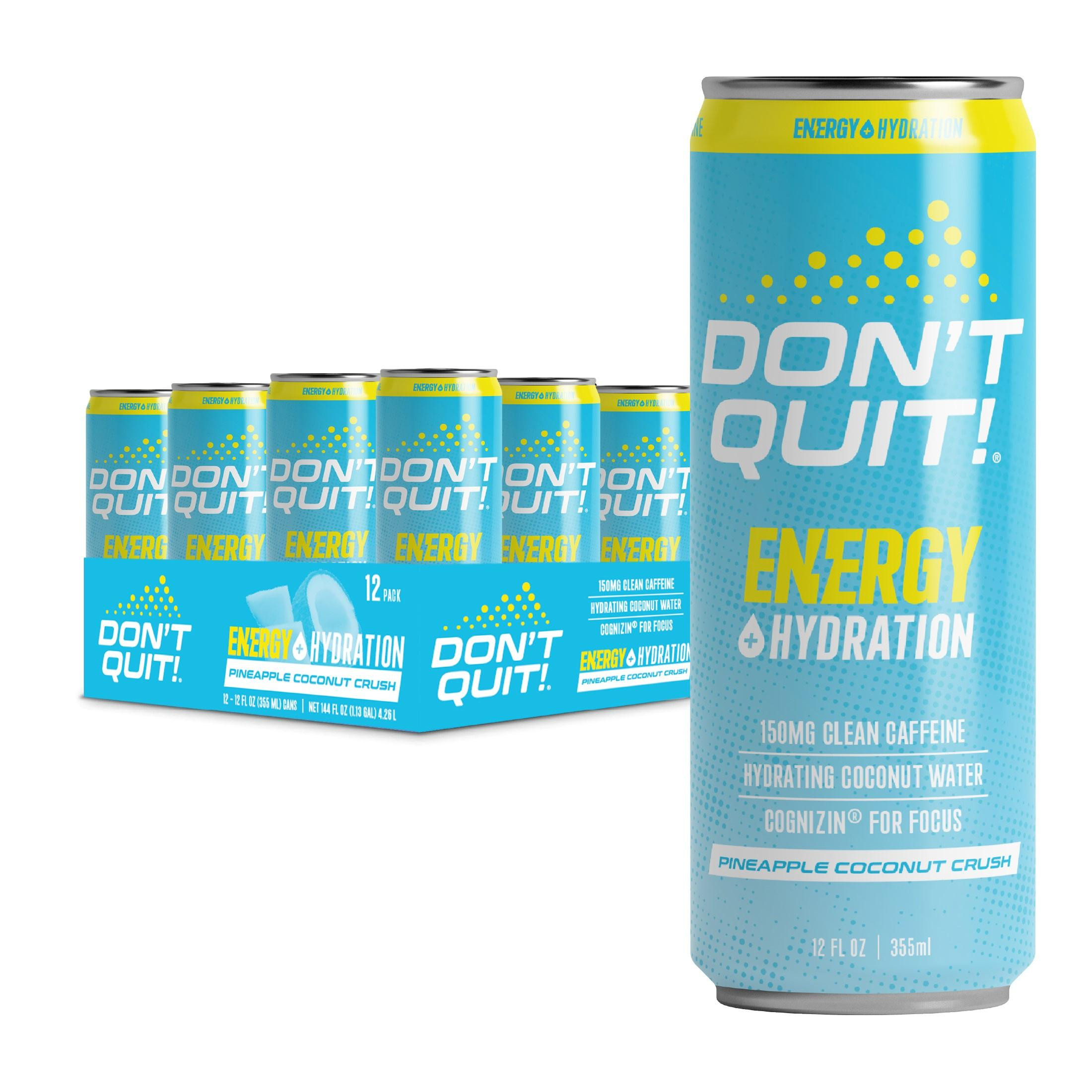 Don't Quit Clean Sports Energy, Pineapple Coconut Crush 12oz 12pk | Walmart (US)
