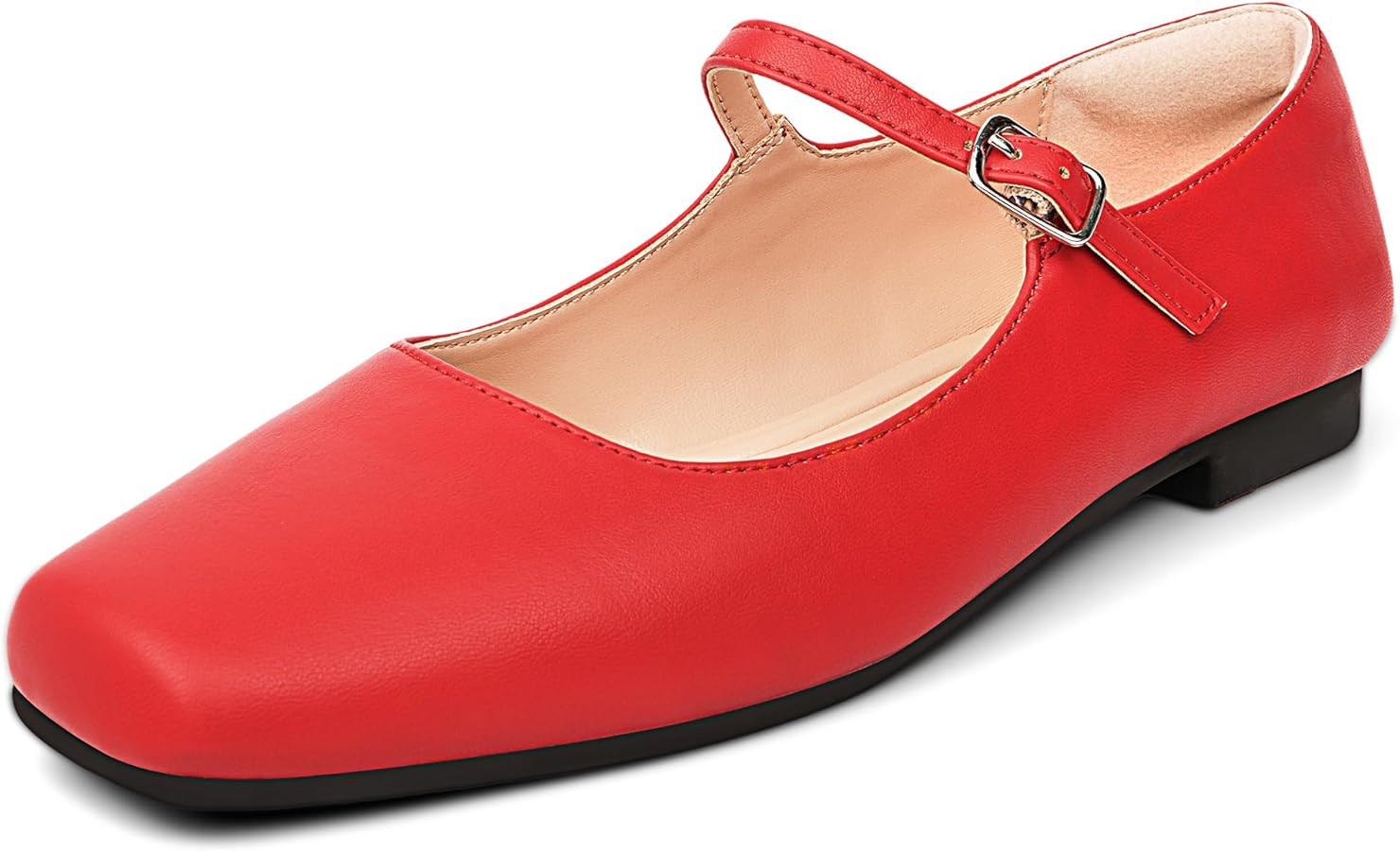 WONDERWAY Women Mary Jane Shoes,Slip On Ankle Strap Dress Flat Shoes | Amazon (US)