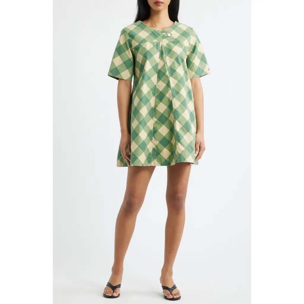 Damson Madder Bridget Plaid Organic Cotton Minidress in Green Multi at Nordstrom, Size 12 Us | Nordstrom