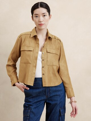 Vegan Suede Cropped Shirt | Banana Republic Factory