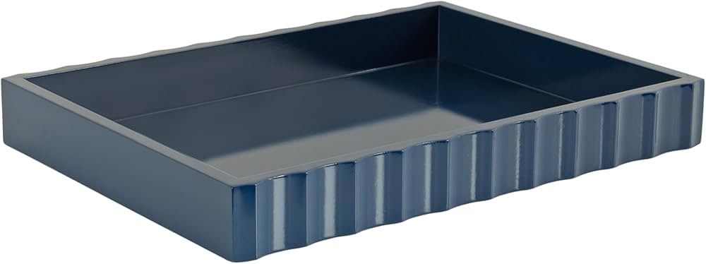 Kate and Laurel Lissi Decorative Rectangle Tray with Wavy Design, 16 x 12, Navy Blue, Modern Scal... | Amazon (US)