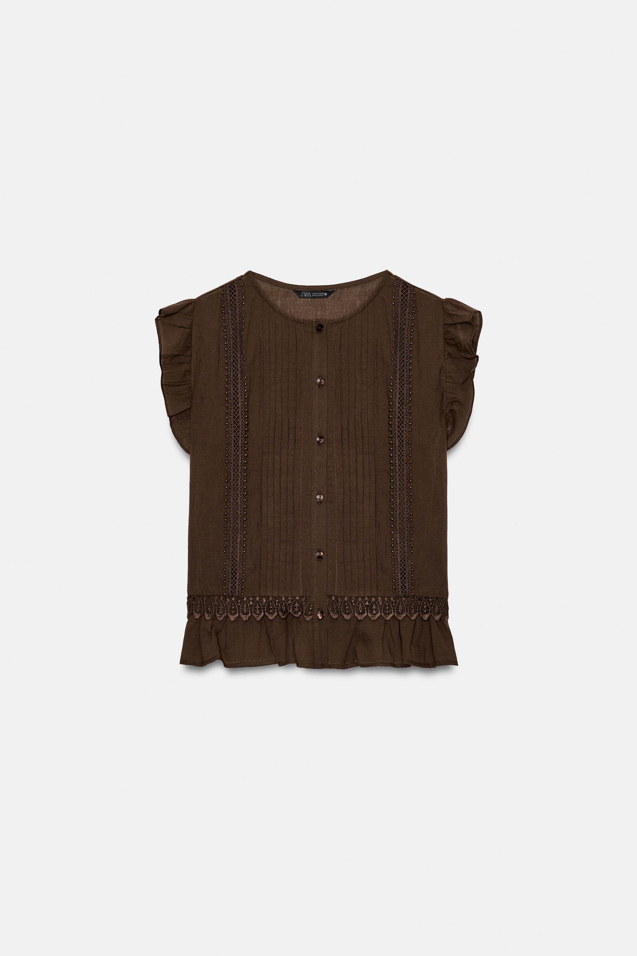 RUFFLED LADDER TRIM BLOUSE | Zara US