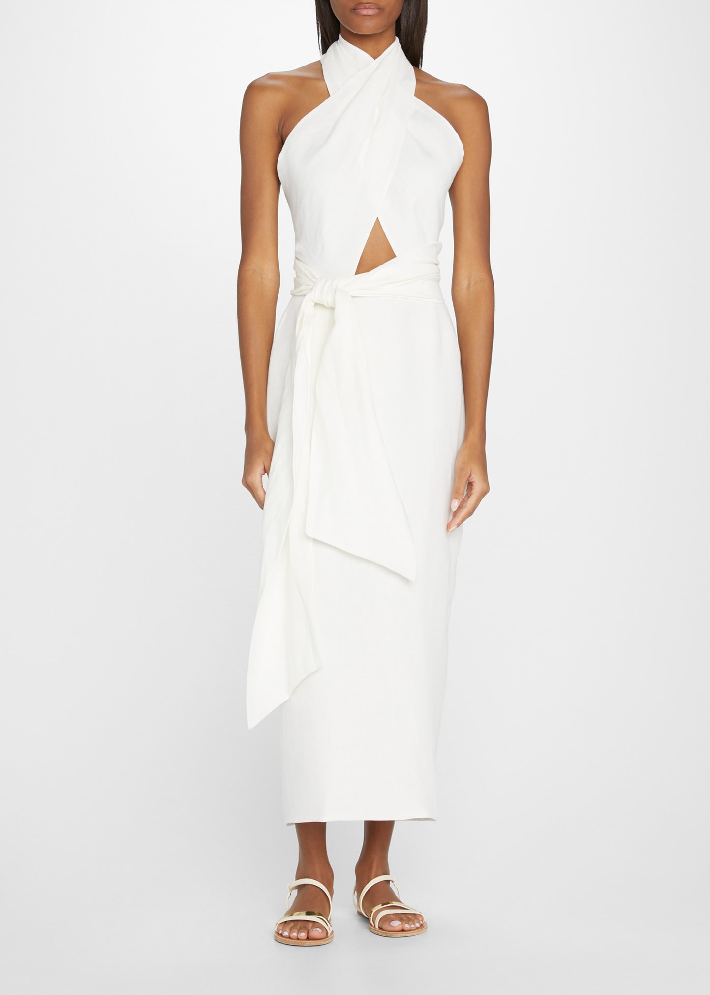 Lya Linen Open-Back Halter Dress | Bergdorf Goodman
