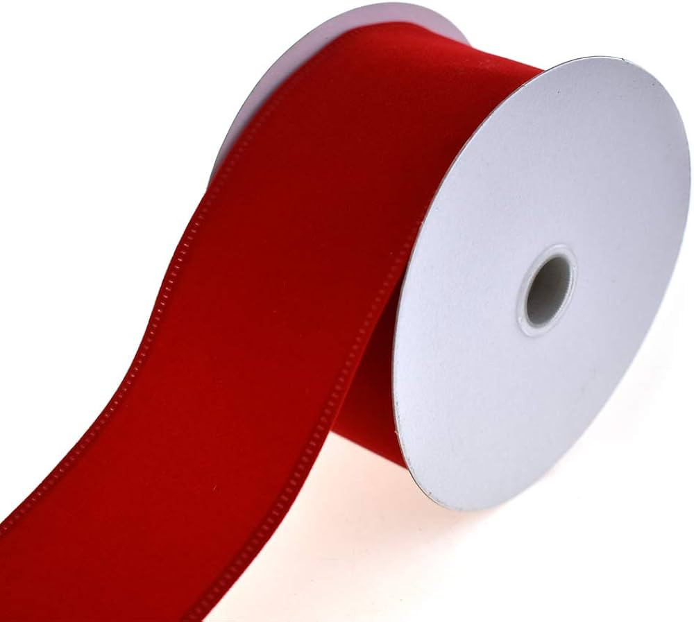 Homeford Christmas Velvet Wired Edge Ribbon, 2-1/2-inch, 10-Yard, Bright Red | Amazon (US)