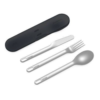 Bentgo Stainless Steel Reusable 3pc Travel Utensil Set with Carrying Case - Carbon | Target
