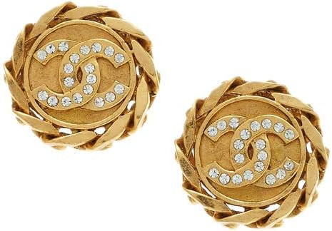 Amazon.com: CHANEL, Pre-Loved Gold & Crystal CC Chain Button Earrings, Gold : Luxury Stores | Amazon (US)