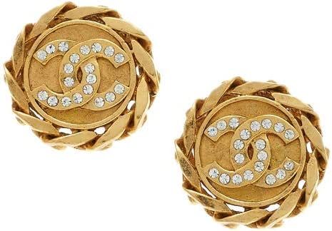 Amazon.com: CHANEL, Pre-Loved Gold & Crystal CC Chain Button Earrings, Gold : Luxury Stores | Amazon (US)