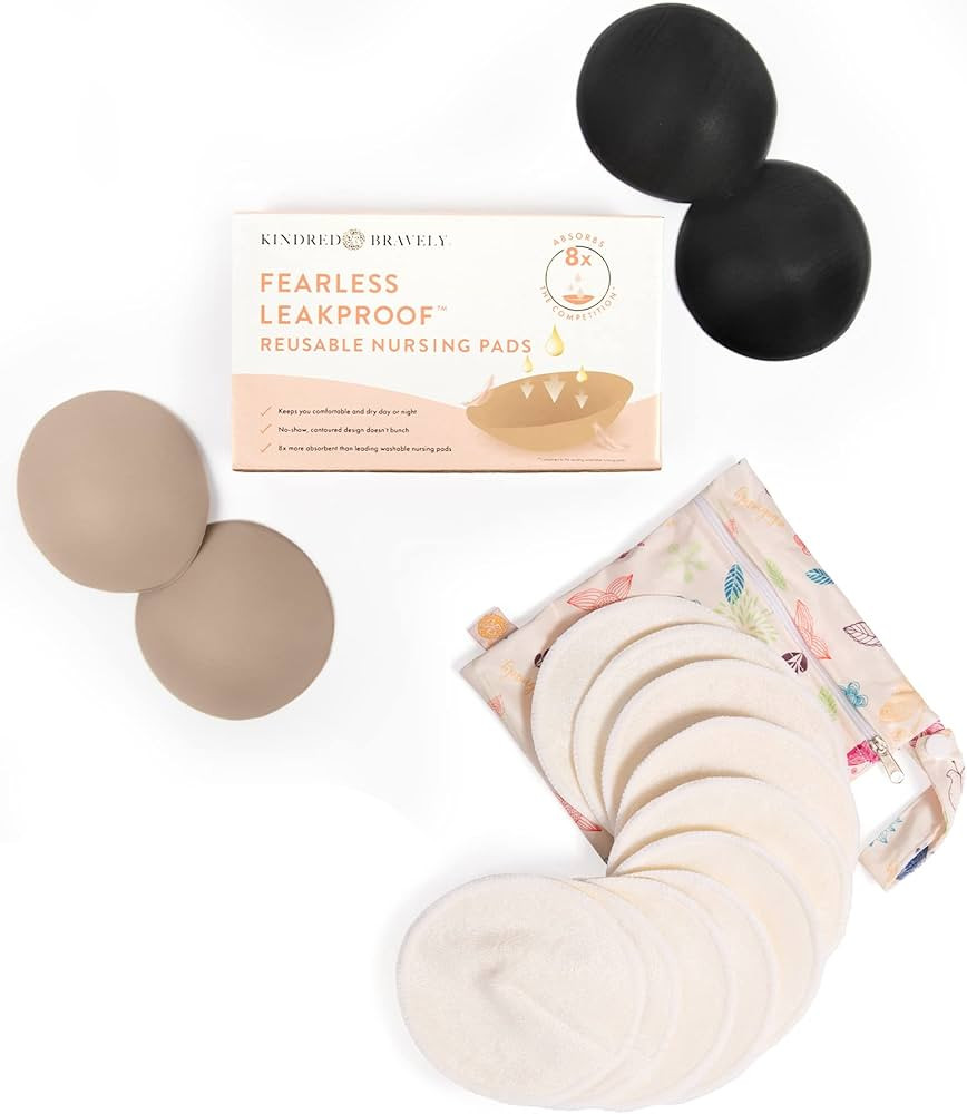 Kindred Bravely Fearless Leakproof Breast Pad 4-Pack & Organic Washable Breast Pads 10-Pack Bundl... | Amazon (US)