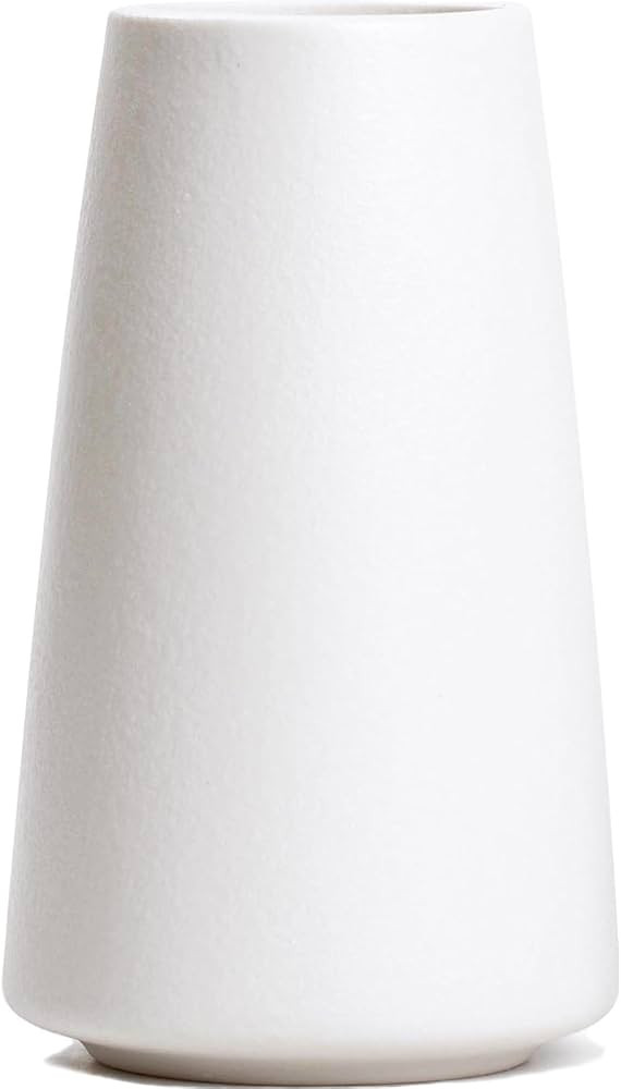 Bright White Vase - White Ceramic Vase, 6“ White Flower Vase, Not Off White, Boho Vase for Pamp... | Amazon (US)