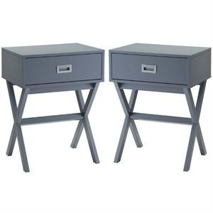 Home Square Designs2Go Landon End Table in Gray Wood - Set of 2 | Homesquare