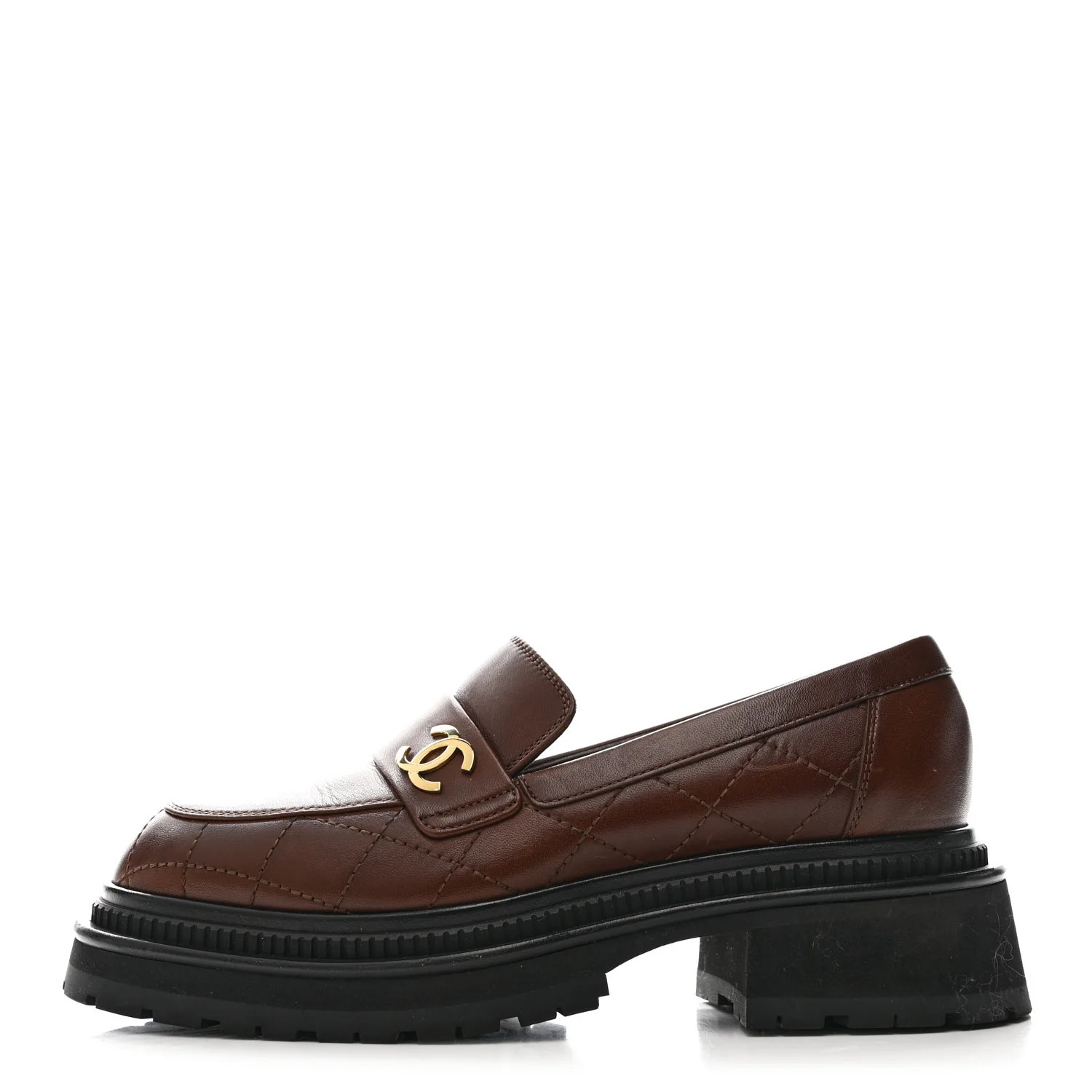Calfskin Quilted CC Mocassin Loafers 36 Brown | FASHIONPHILE (US)