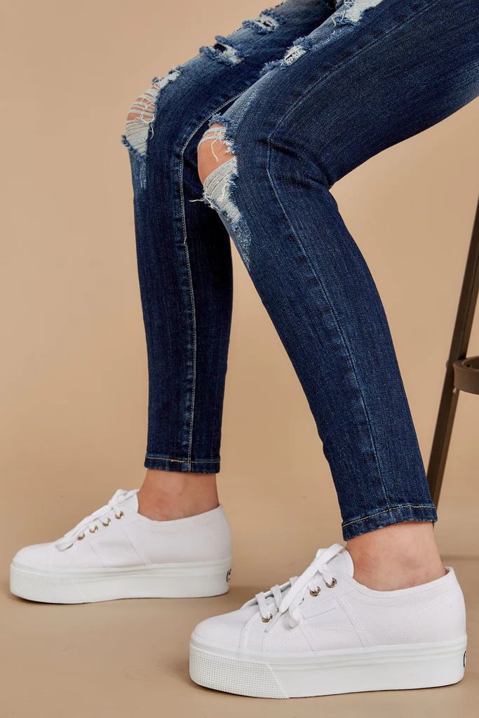 2790 Acot White And Gold Platform Sneakers | Red Dress 