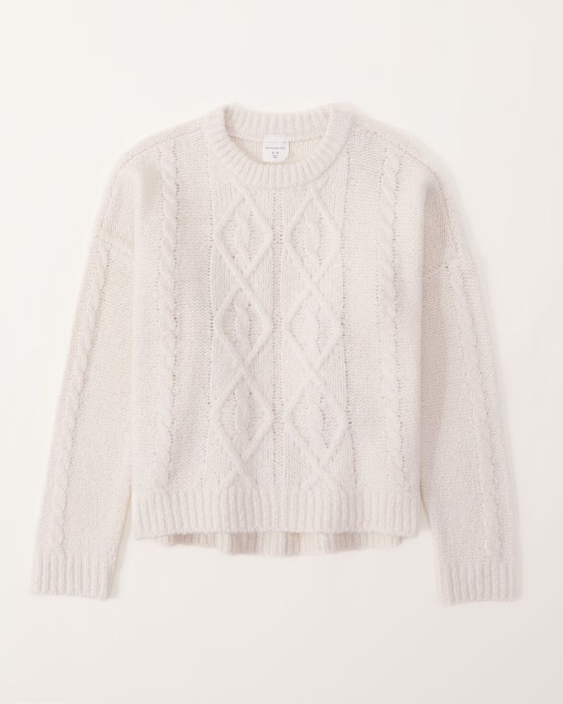 cable stitch crewneck sweater | Abercrombie & Fitch (US)