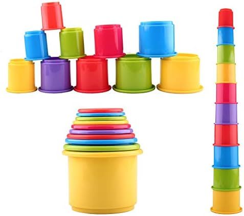 Stacking Cups Early Educational Toddlers Toy Bathtub Toys with Numbers & Animals Game for Kids Ba... | Amazon (US)