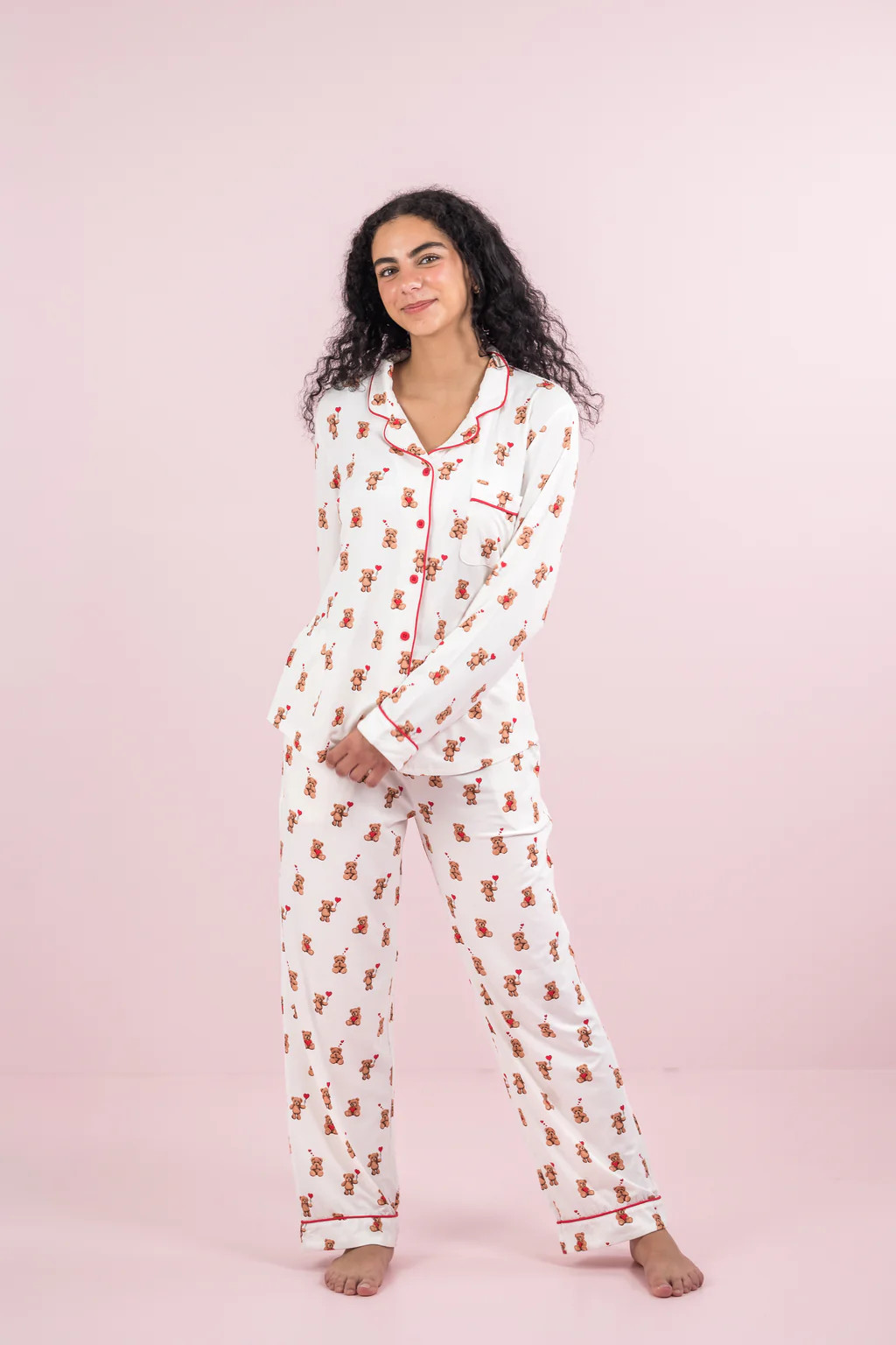 Long-Sleeved Women's Pajama Set in Bear Hearts | Kyte Baby