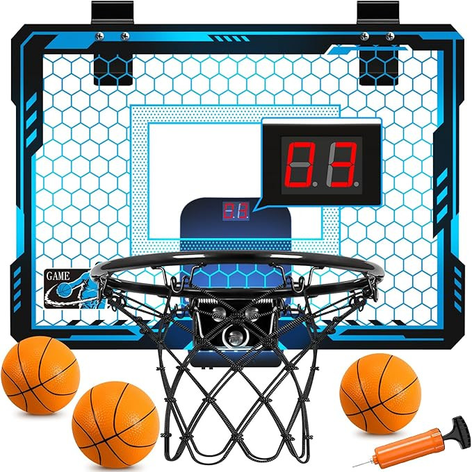 Indoor Basketball Hoop with 7 Color Lights, Over The Door Basketball Hoop with Scoreboard, Mini B... | Amazon (CA)