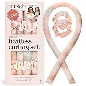 Kitsch Satin Heatless Curlers Set – Heatless Curls Overnight with 34" Hair Curler & 2 Satin Scr... | Amazon (US)