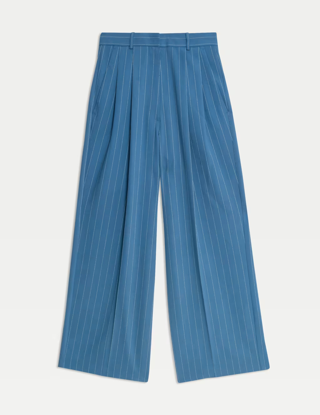 Pinstripe Pleat Front Wide Leg Trousers | Marks & Spencer (UK)