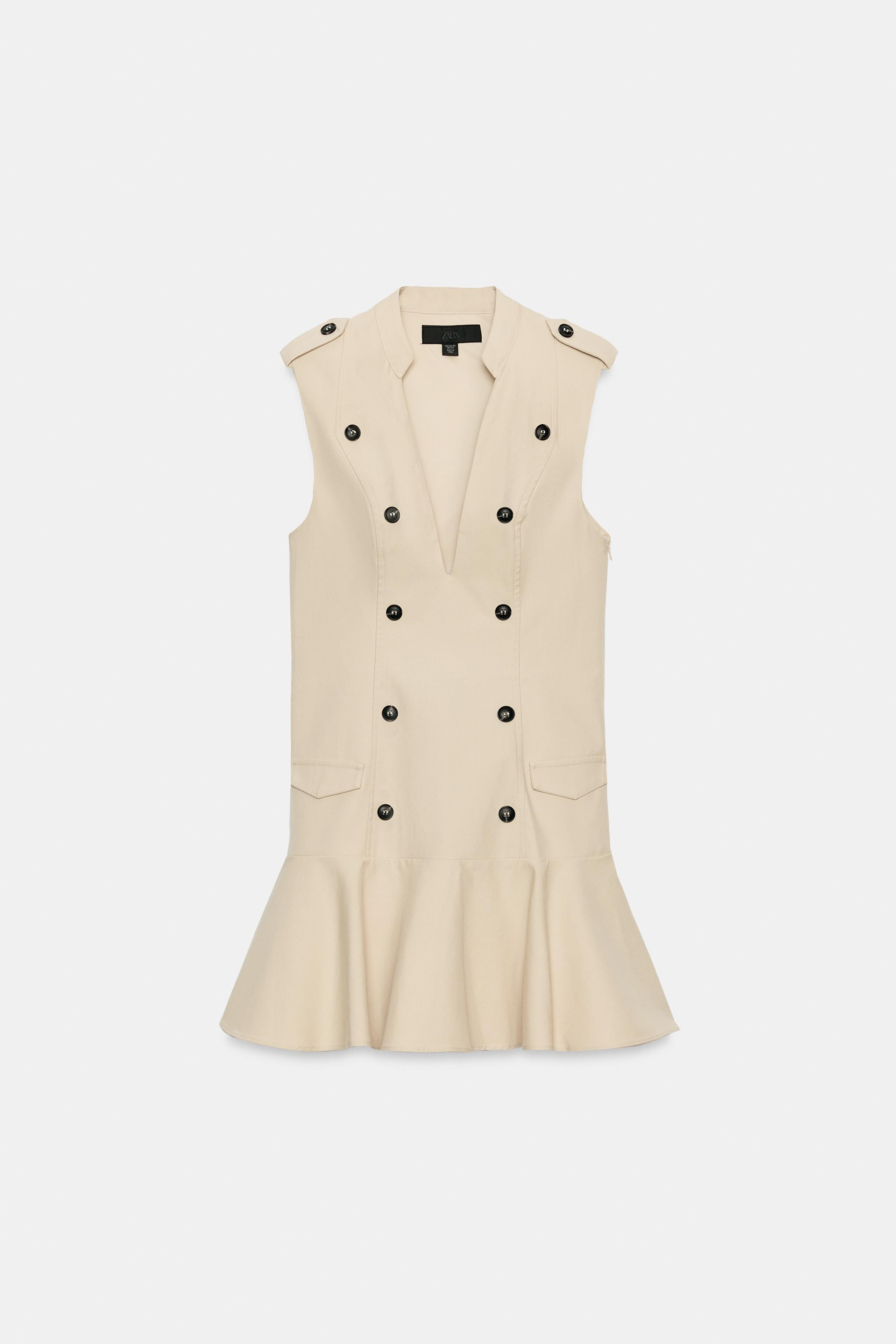 BUTTONED RUFFLE MINI DRESS | Zara US