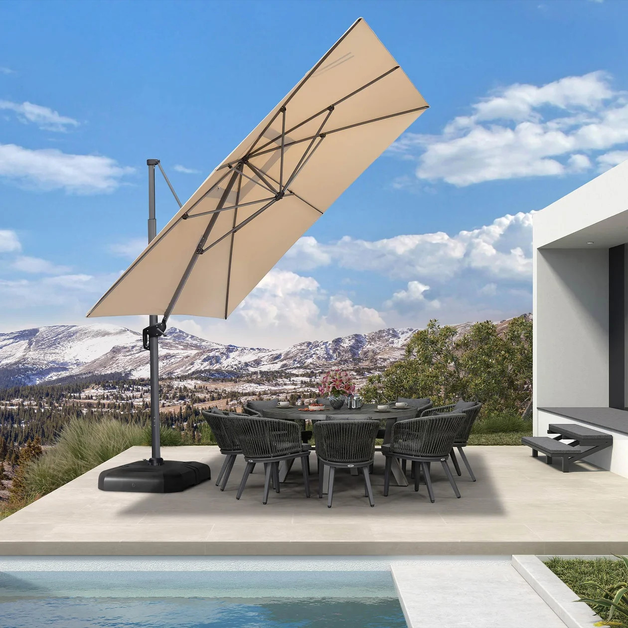 PURPLE LEAF Cantilever Telescopic Outdoor Umbrella for Swimming Pool, Patio, Porch, Garden Umbrel... | Purple Leaf