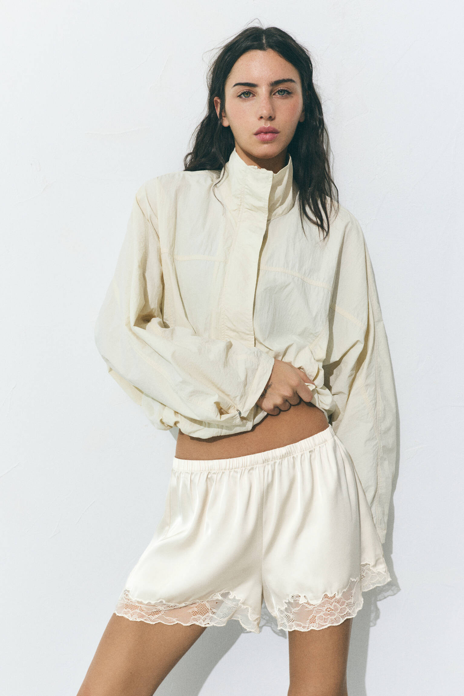 Lace trim camisole shorts - Pull&Bear United Kingdom | PULL and BEAR UK