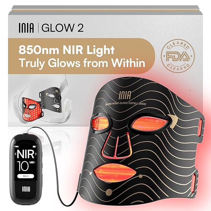 INIA Red Light Therapy Mask for Face – 4 Light Modes with 850nm NIR, Red & Blue LED Light Thera... | Amazon (US)