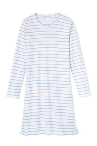 Pima Long Sleeve Weekend Nightgown in Cerulean | LAKE Pajamas