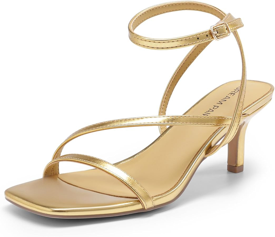 DREAM PAIRS Women's Low Kitten Heels Strappy Open Square Toe Ankle Strap Sexy Fashion Comfort Dre... | Amazon (US)