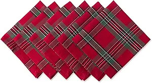 DII Farmhouse Christmas Plaid Dining Table & Kitchen Décor, Holiday Napkin Set, 18X18, Red & Gre... | Amazon (US)