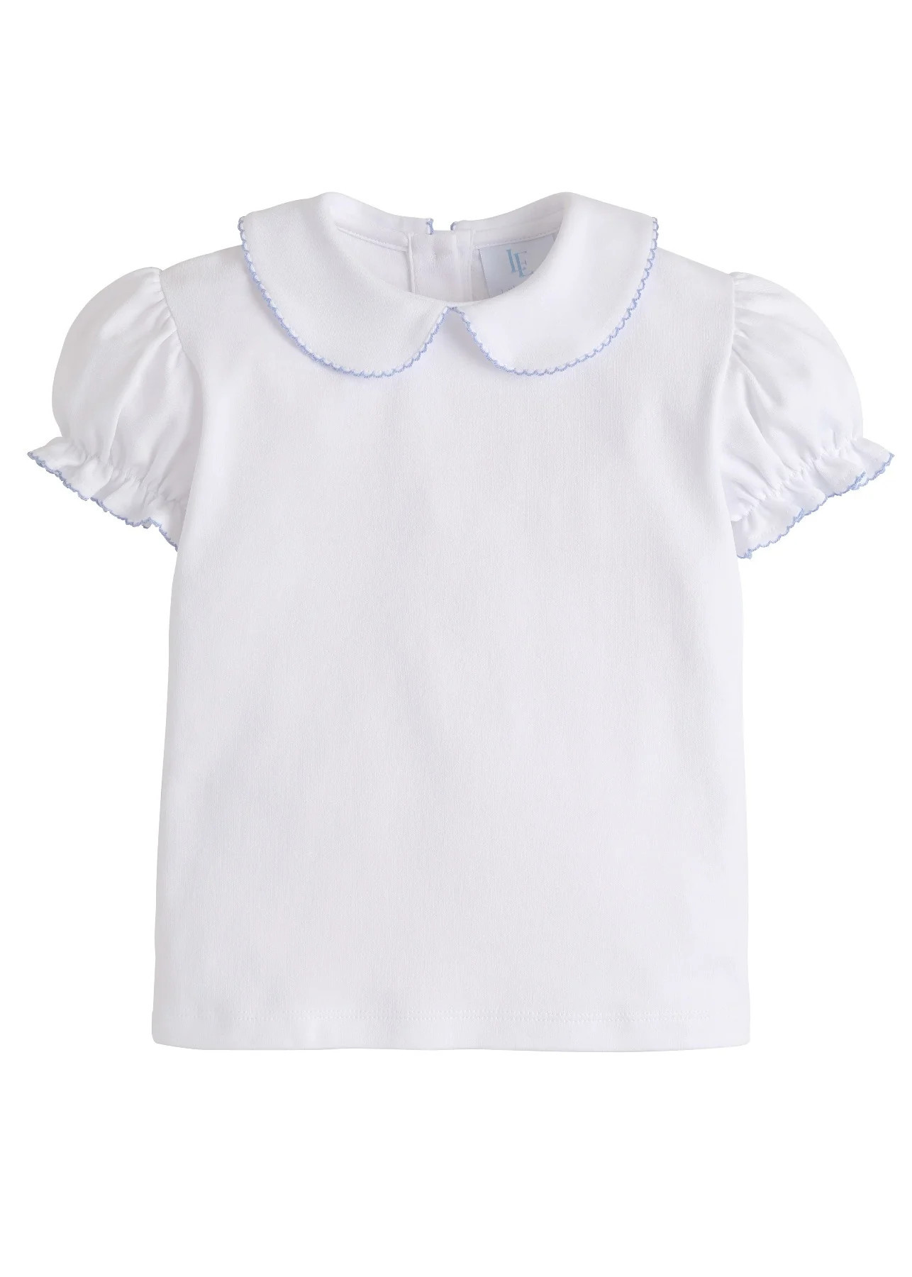 Girl's Short Sleeve Peter Pan Blouse - Light Blue | Little English