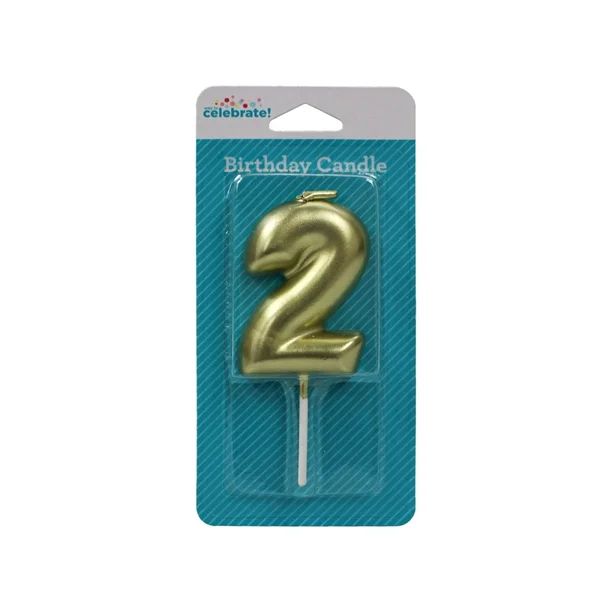 WAY TO CELEBRATE! Gold Birthday Candle, Number 2 | Walmart (US)