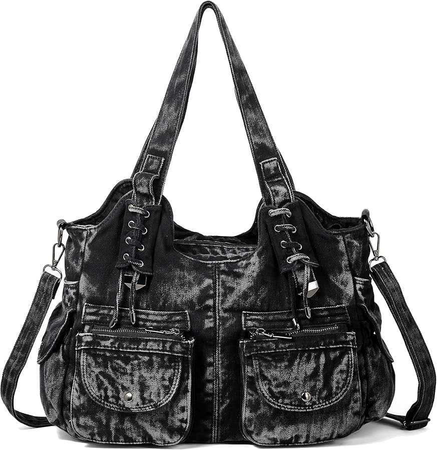 Casual Washed Denim Shoulder Bags Top Handle Lady's Hobo Bags Women Purses And Handbags | Amazon (US)