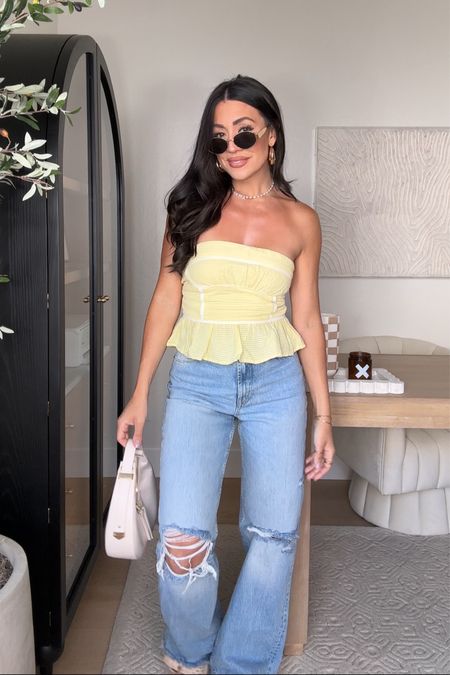 Just recorded this style video surrounding this yellow free people top! She’s under $80 and so cute! Wearing a size XS 
Linking similar wide leg jeans as well

Yellow top
WOMENS wide leg jeans 
Amazon accessories 



#LTKfindsunder100 #LTKSeasonal #LTKstyletip