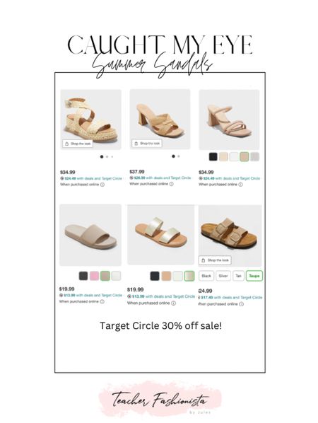 Target circle sandals are 30% off! These are such nice trendy summer sandals perfect for events, vacation, or just summer days!

#LTKfindsunder50 #LTKsalealert #LTKxTarget