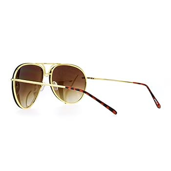 JuicyOrange Oversized Round Aviator Sunglasses Mirror Lens Metal Rims in Back Spring Hinge | Amazon (US)