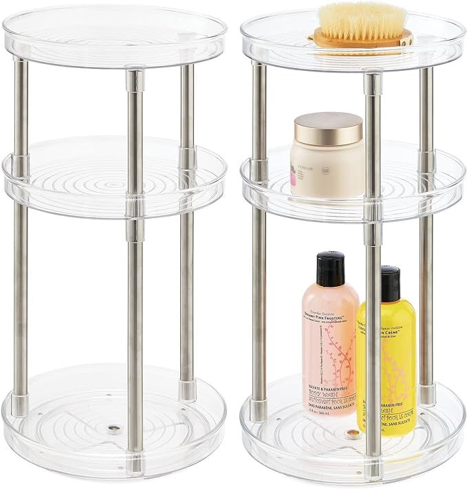 mDesign Spinning 3-Tier Lazy Susan 360 Rotating Makeup Organizer Storage Tower - Beauty Cosmetic ... | Amazon (US)