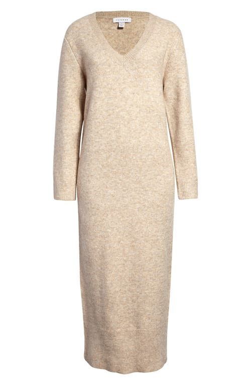 Topshop Long Sleeve Sweater Dress in Beige at Nordstrom, Size X-Small P | Nordstrom
