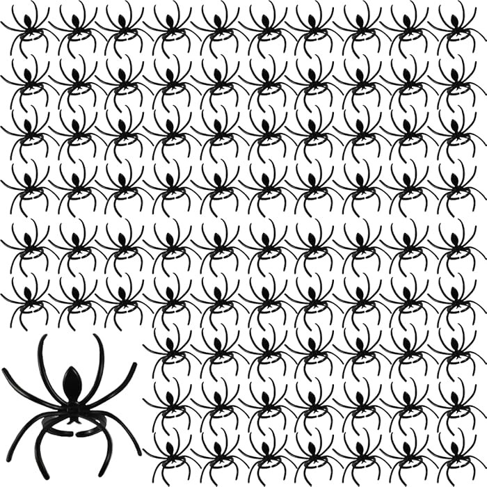 GXXMEI 124PCS Spider Rings Halloween Rings Plastic Spider Cupcake Topper Bulk Costume Accessories... | Amazon (US)