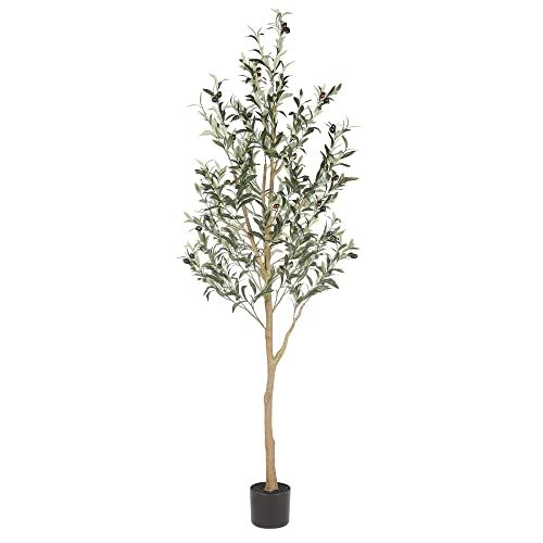 Realead 6ft Artificial Olive Tree, Tall Faux Olive Tree Plants, Fake Potted Olive Silk Tree with ... | Amazon (US)