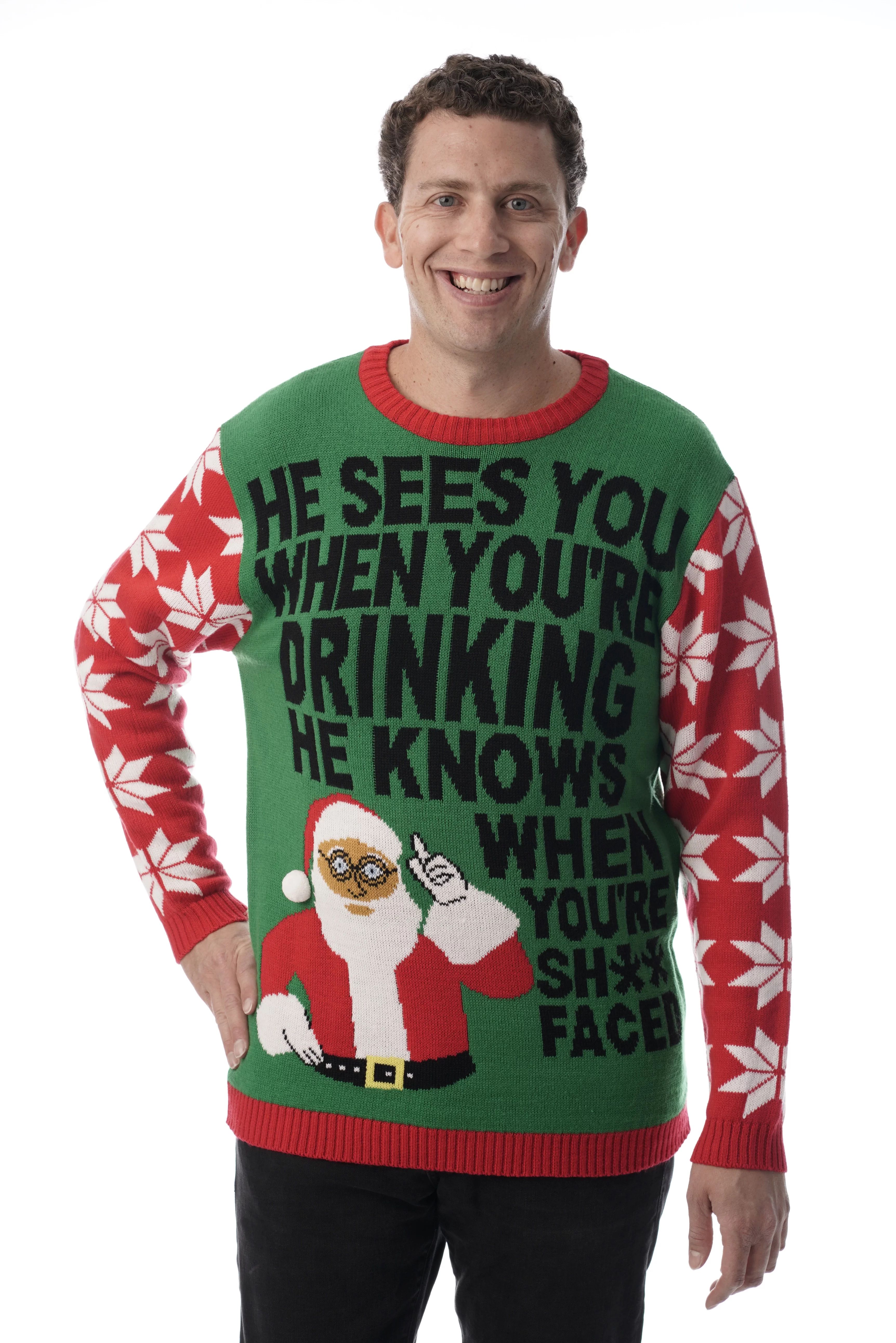 #followme Mens Ugly Christmas Sweater - Sweaters for Men 6774-214-S (Medium, Green - Santa Sees Y... | Walmart (US)