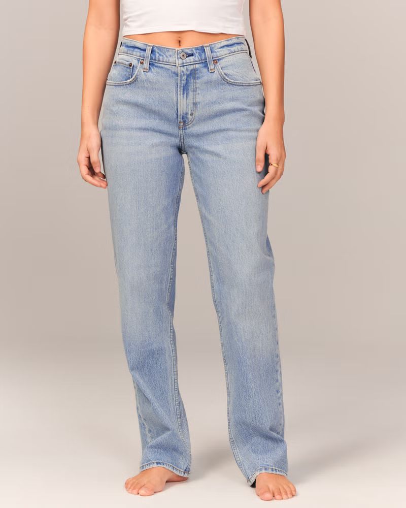 Curve Love Mid Rise Straight Jean | Abercrombie & Fitch (US)