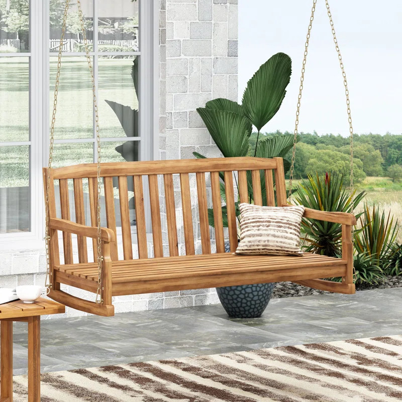 Mithelash 2 Person Solid Wood Porch Swing | Wayfair North America