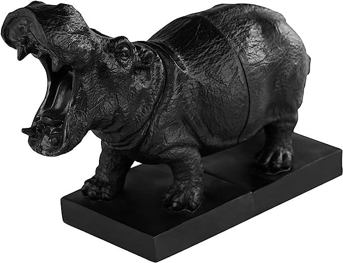 Set of 2 Polyresin Faux Hippo Bookend,Art bookend, Homedecor for Kids (Black) | Amazon (US)