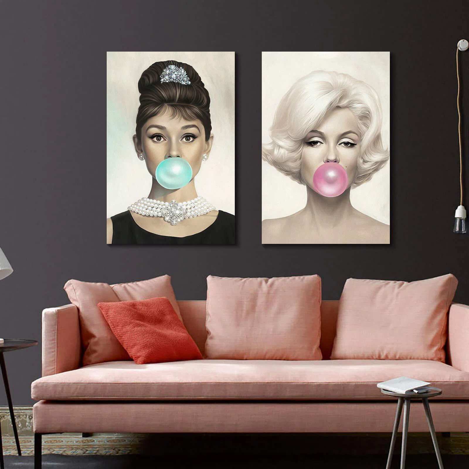 Mercer41 Audrey Hepburn, Marilyn Monroe Bubble Gum - 2 Piece Wrapped Canvas Print Set & Reviews |... | Wayfair North America