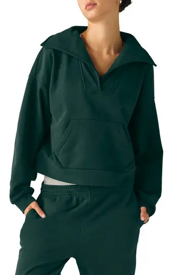 Beyond Yoga Street Smart Johnny Collar Fleece Sweatshirt in Dark Spruce Green at Nordstrom Rack, Size Medium | Nordstrom Rack